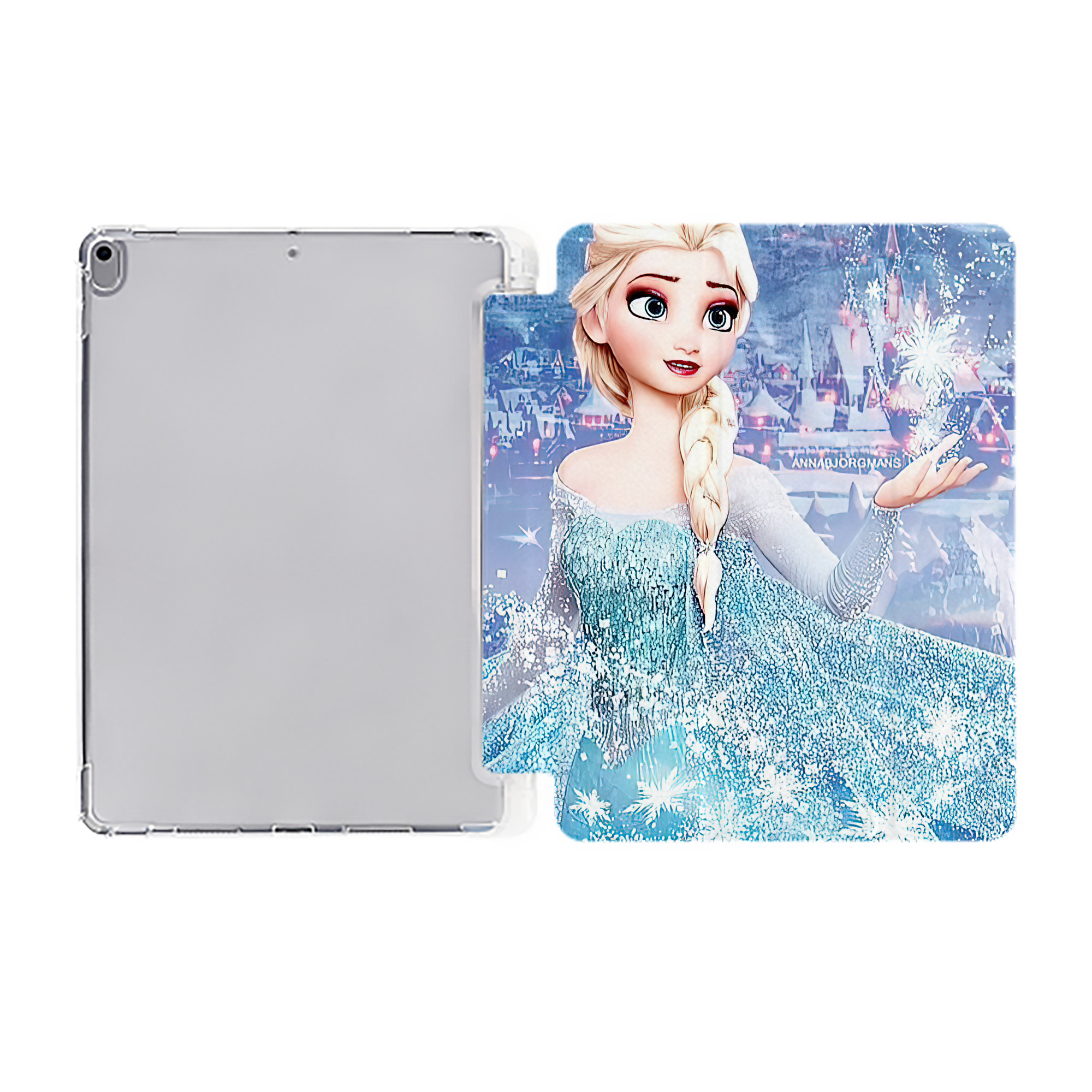 （画像用） アナと雪の女王 アンナ エルサ Frozen Anna Elsa IPad ケース ペン収納付き 三つ折りスタンド PUレザー×シリコン 対応機種9.5/10.5/10.9インチ